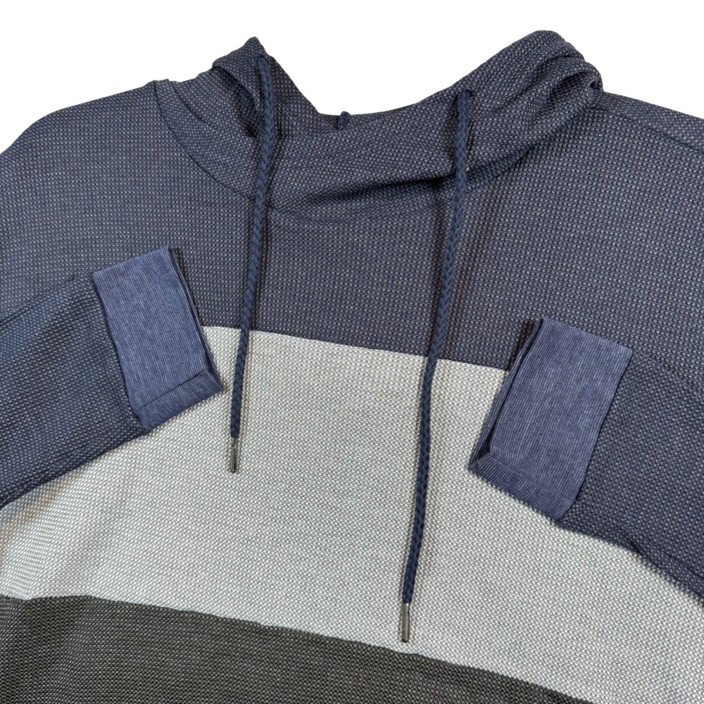 NEW Hudson Barrow NYC Men's XL‎ Gray Blue Black Colorblock Thermal Hoodie